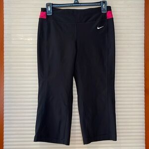 Nike Dri-Fit workout pants black with hot pink around the waist size small